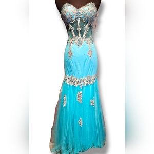 Floor-length beaded gown